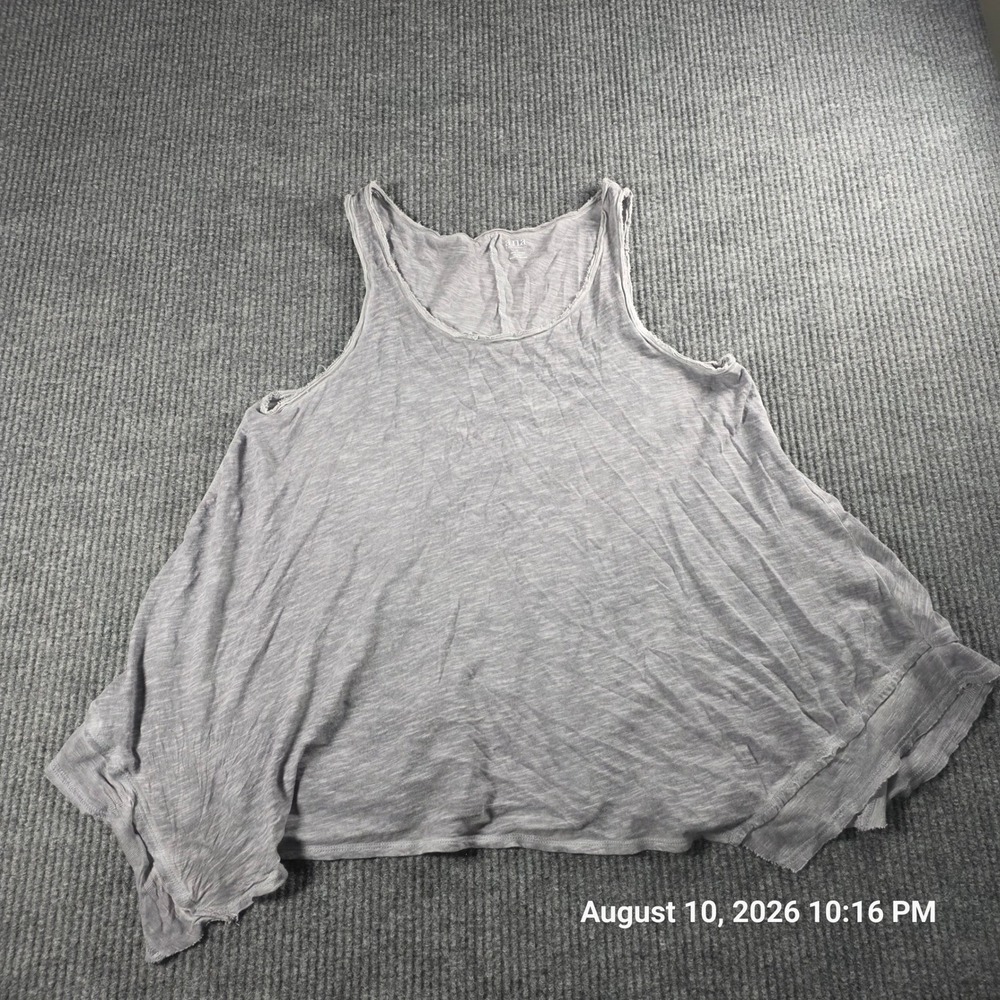 ANA A New Approach Gray Cotton Swing Tank Top Sleeveless Raw Edge Hem Medium